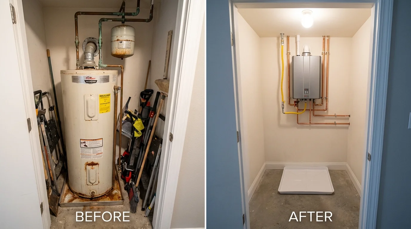 Tank water heater versus wall-mounted tankless unit comparison for Chattanooga, TN homeowners